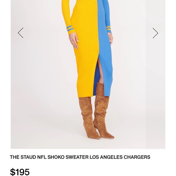 THE STAUD NFL SHOKO SWEATER DRESS LOS ANGELES CHARGERS Brand New with tags - Picture 3 of 6